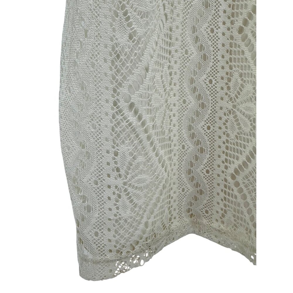 Vtg F21 Cream Lace Ruffle Hem Strapless Maxi Dress | Y2K Coquette Coastal Boho S - Picture 5 of 16